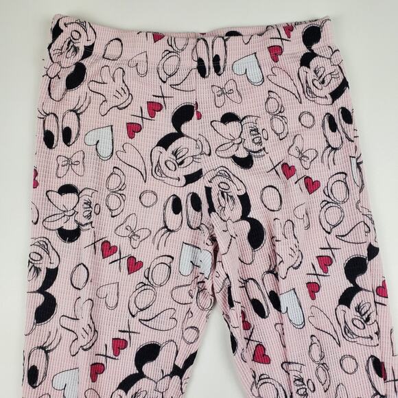 Disney Sleepwear Minnie Mouse Pajama PJ Lounge 2 Piece Set Jogger Raglan Tee Med - Picture 6 of 8